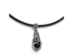 Chisel Stainless Steel Polished/antiqued Moveable Black Agate Necklace