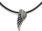 Chisel Stainless Steel Polished And Antiqued Wing Necklace