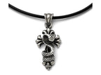 Chisel Stainless Steel Polished And Antiqued Snake And Cross Necklace