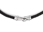Chisel Stainless Steel Polished Woven Black Leather Necklace