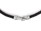Chisel Stainless Steel Polished Woven Black Leather Necklace