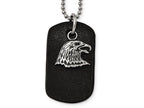 Chisel Stainless Steel Polished And Antiqued Leather Necklace