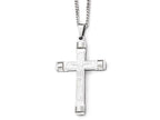 Chisel Stainless Steel Brushed And Polished Cross Necklace