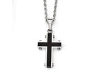 Chisel Stainless Steel Polished Black Ip-plated Cross Necklace