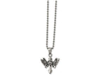 Chisel Stainless Steel Polished And Antiqued Cross W/wings Necklace