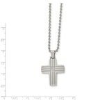 Chisel Stainless Steel Polished And Brushed CZ Cross Necklace