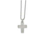 Chisel Stainless Steel Polished And Brushed CZ Cross Necklace