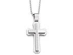 Chisel Stainless Steel Polished And Brushed Cross Necklace