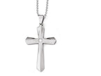 Chisel Stainless Steel Polished And Brushed CZ Cross Necklace
