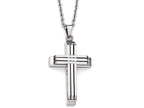 Chisel Stainless Steel Brushed And Polished Cross Necklace