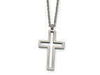 Chisel Stainless Steel Brushed And Polished Cut-out Cross Necklace