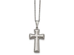Chisel Stainless Steel Polished Medium Pillow Cross Necklace