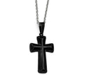 Chisel Stainless Steel Polished Black Ip-plated Medium Pillow Cross Necklace