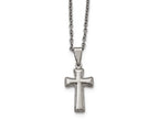 Chisel Stainless Steel Polished Small Cushion-Cut Cross Necklace