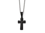 Chisel Stainless Steel Polished Black Ip Small Pillow Cross Necklace