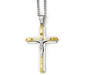 Chisel Stainless Steel Polished Yellow Ip Crucifix Necklace