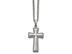 Chisel Stainless Steel Polished Cushion-Cut Cross Necklace