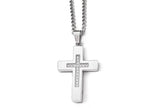 Chisel Stainless Steel Polished CZ Cross Necklace