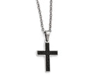 Chisel Stainless Steel Polished And Textured Black Ip-plated Cross Necklace