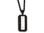 Chisel Stainless Steel Brushed Polished Black Ip-plated Dog Tag Necklace