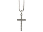 Chisel Stainless Steel Polished And Textured Cross Necklace