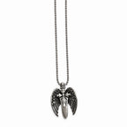 Chisel Stainless Steel Polished W/brushed Back Antiqued Winged Sword Necklace