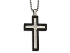 Chisel Stainless Steel Brushed And Polished Hammered Black Ip Cross Necklace