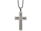 Chisel Stainless Steel Polished Black Ip Cable Dad Cross Necklace