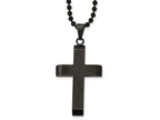Chisel Stainless Steel Brushed and Polished Black Ip-plated Cross Necklace