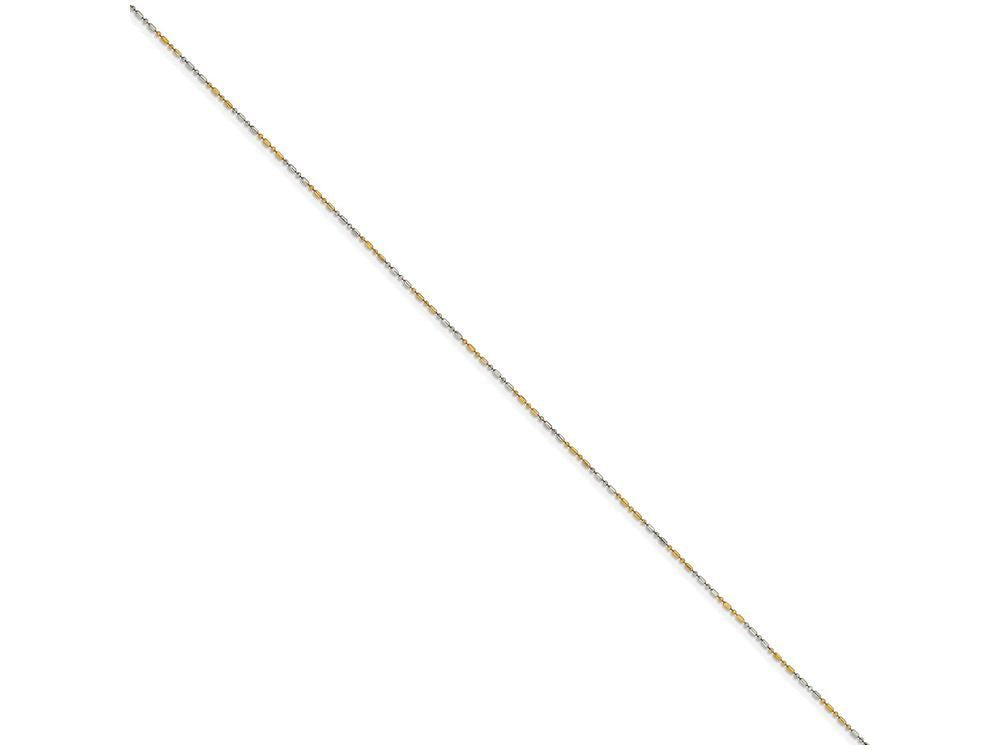 Chisel White and Yellow Rhodium over Brass 1.20mm 2 color plated Fancy Chain Necklace - 16 inches