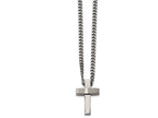 Chisel Stainless Steel Brushed And Polished Cross Necklace