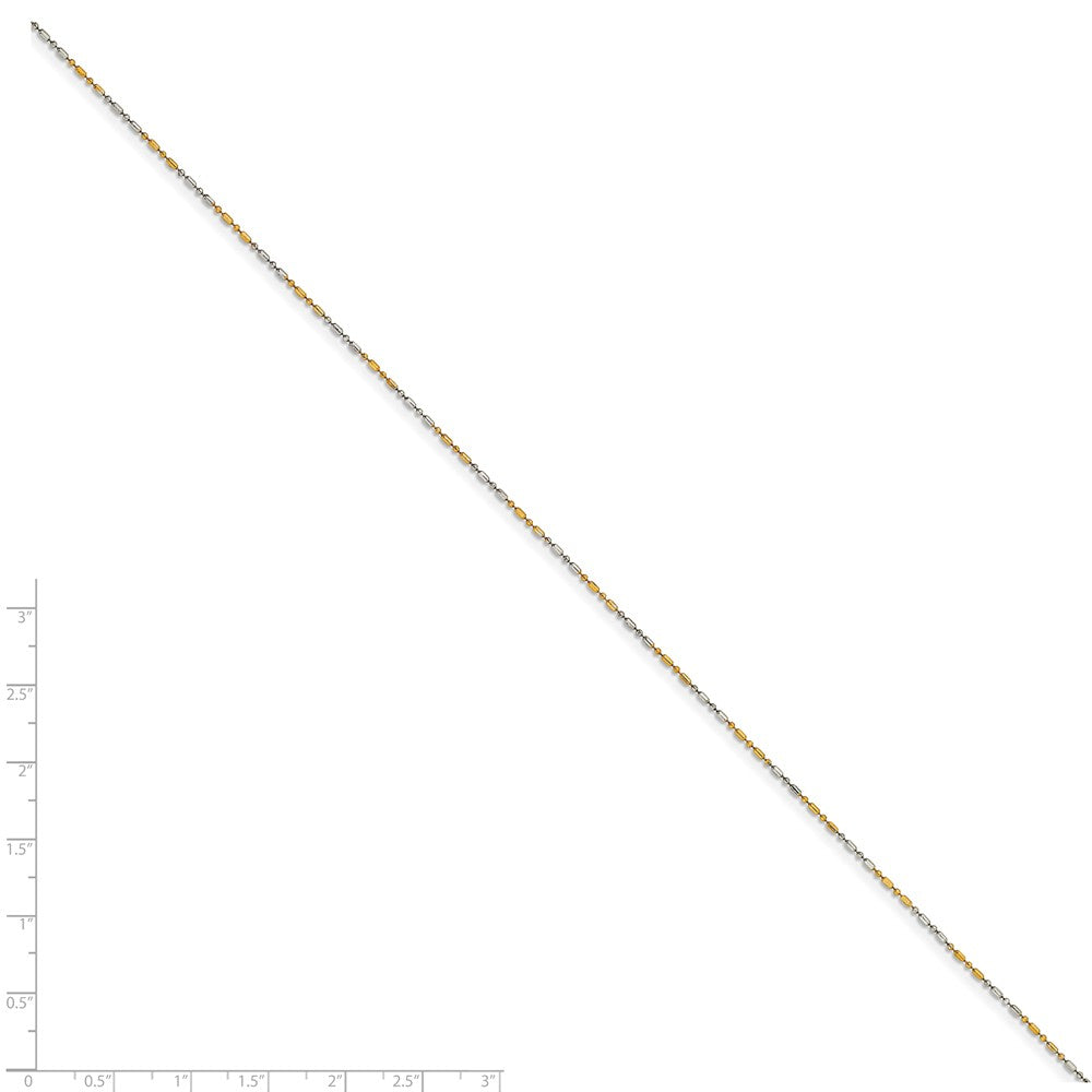 Chisel White and Yellow Rhodium over Brass 1.20mm 2 color plated Fancy Chain Necklace - 20 inches