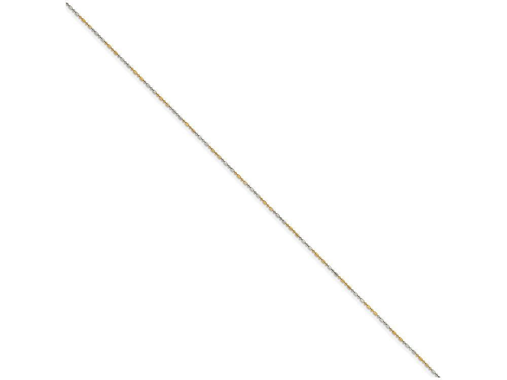 Chisel White and Yellow Rhodium over Brass 1.20mm 2 color plated Fancy Chain Necklace - 20 inches
