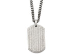 Chisel Stainless Steel Brushed And Polished Textured Dogtag Necklace