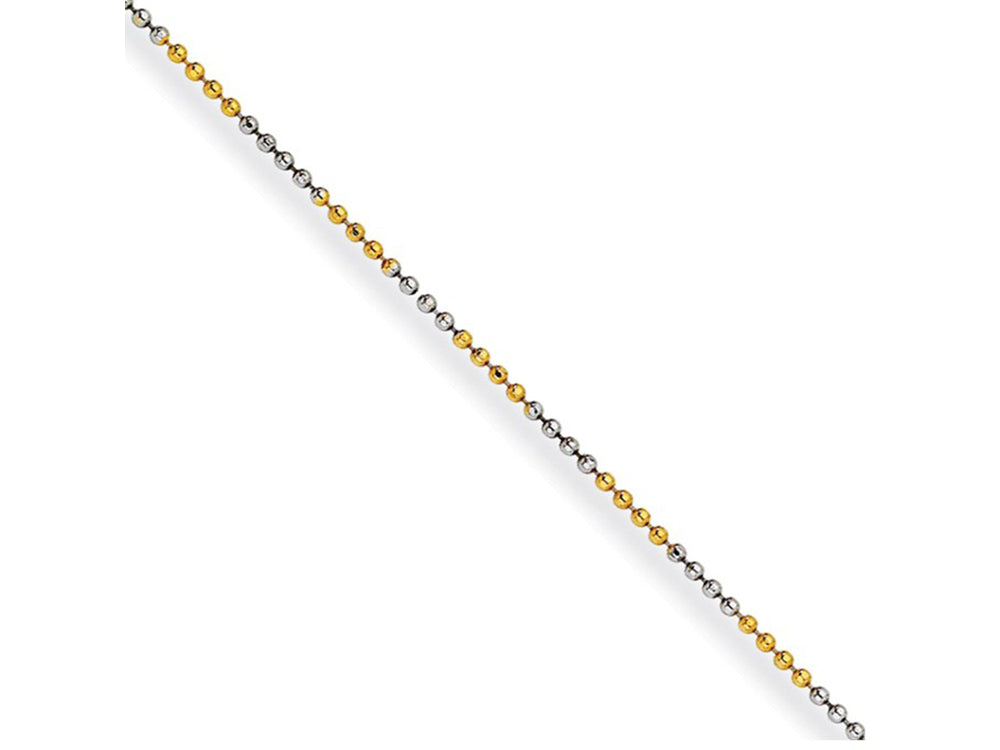 Chisel White and Yellow Rhodium Over Brass 1.50mm 2 Color Plated Ball Chain Necklace