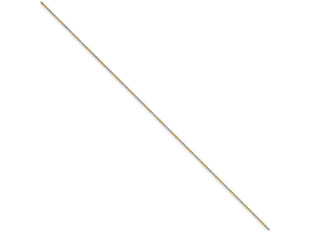 Chisel White and Yellow Rhodium over Brass 1.5mm 2 color plated Ball Chain Necklace - 24 inches