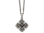Chisel Stainless Steel Polished Black Ip CZ Celtic Cross Necklace