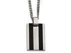 Chisel Stainless Polished and Textured Black Ip-plated  Dog Tag Necklace