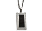 Chisel Stainless Steel Polished Grooved Black Carbon Fiber Necklace