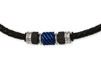 Chisel Stainless Steel Brushed/polished Blk Ip Blue Ip Blk Rubber Blk Leather Necklace