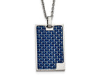 Chisel Stainless Steel Polished With Blue Carbon Fiber Dog Tag Necklace