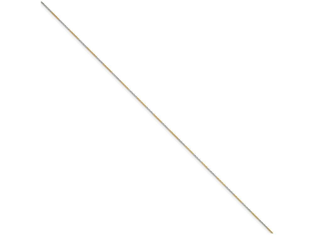 Chisel White and Yellow Rhodium over Brass 0.85mm 2 color plated Fancy Chain Necklace - 16 inches