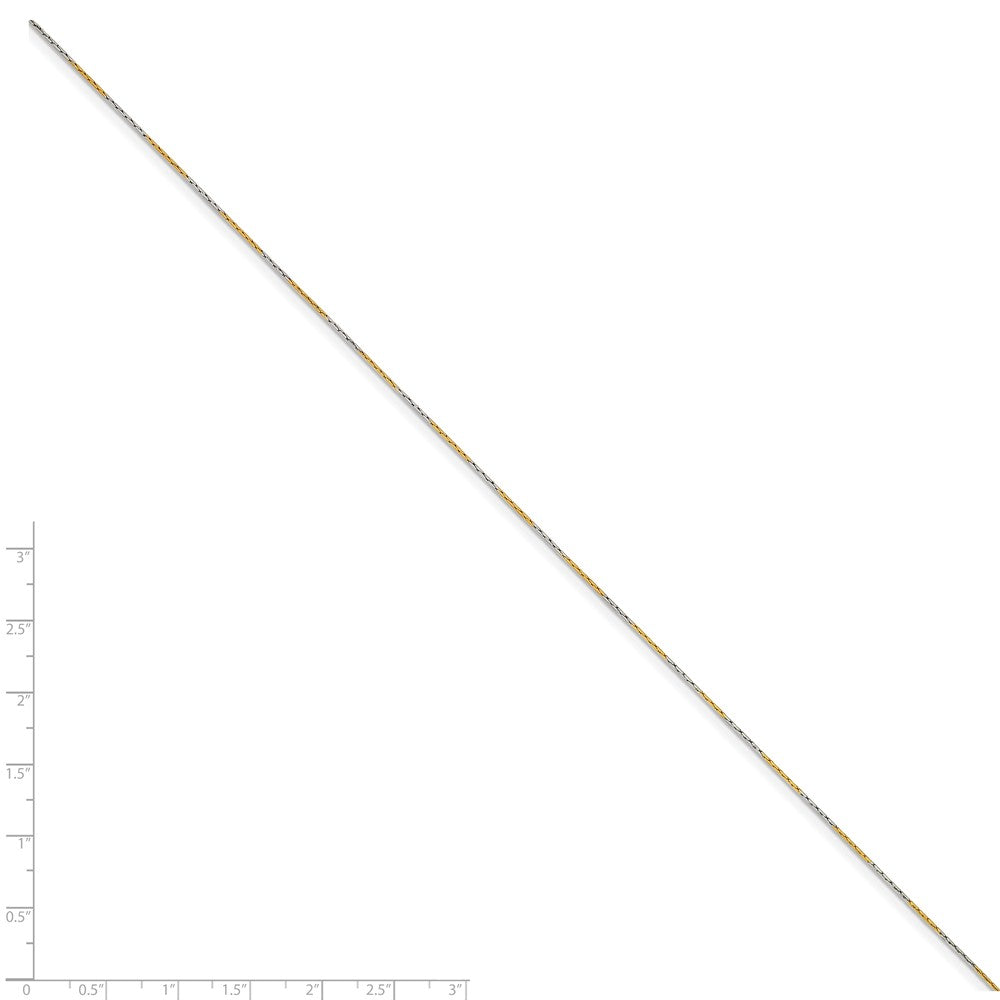 Chisel White and Yellow Rhodium over Brass 0.85mm 2 color plated Fancy Chain Necklace - 24 inches
