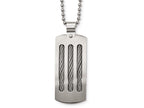 Chisel Stainless Steel Brushed And Polished Curved With Cable Necklace