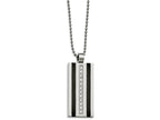 Chisel Stainless Steel Polished And Laser Cut Black Ip CZ Necklace