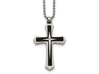 Chisel Stainless Steel Brushed And Polished Black Ip CZ Cross Necklace