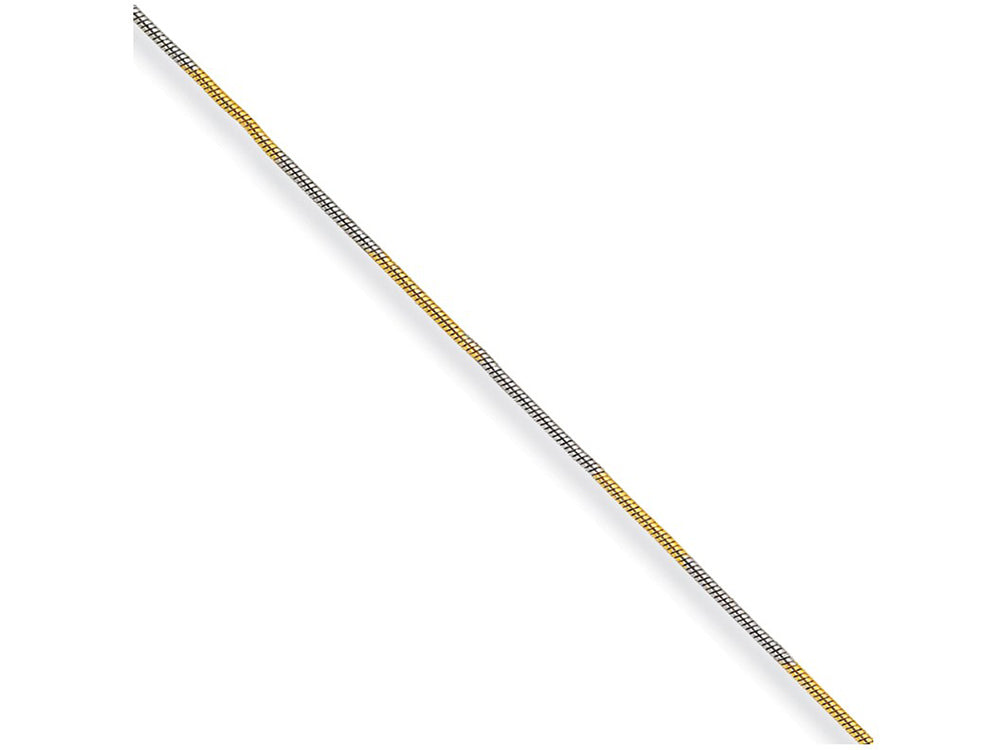 Chisel White and Yellow Rhodium Over Brass 1.00mm 2 Color Plated Snake Chain Necklace