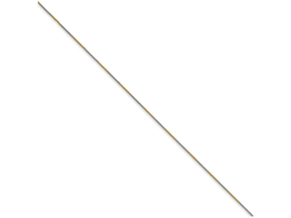 Chisel White and Yellow Rhodium over Brass 1mm 2 color plated Snake Chain Necklace - 18 inches