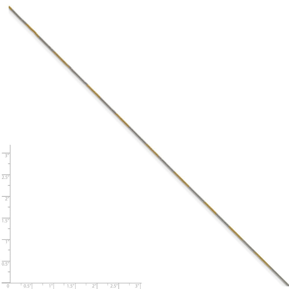 Chisel White and Yellow Rhodium over Brass 1mm 2 color plated Snake Chain Necklace - 24 inches