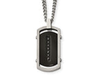 Chisel Stainless Steel Brushed/polished Black Ip Center Black CZ Tag Necklace